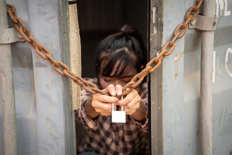 Woman,Trapped,In,Cargo,Container,Wait,For,Human,Trafficking,Or