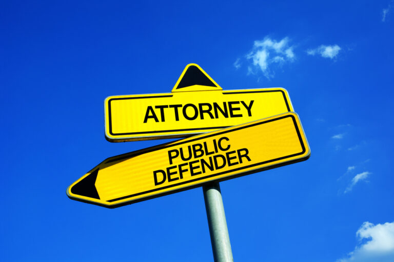 Attorney,Vs,Public,Defender,-,Traffic,Sign,With,Two,Options