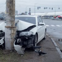 TheCarWasInvolvedInAnAccidentHittingAPole